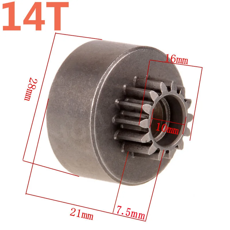 Flywheel Clutchbell 14T 16T&21T Tooth Clutch Bell & Ball Bearings 10*5*4mm 102273 for 1/10 Models RC Car Nitro Engine Parts