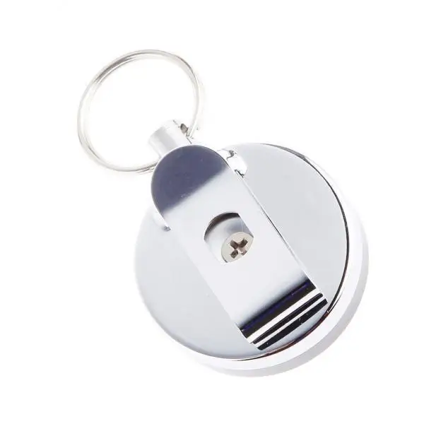 5-6pack Retractable Chain Steel Recoil Key Ring Belt w/ Clip ID Holder Silver