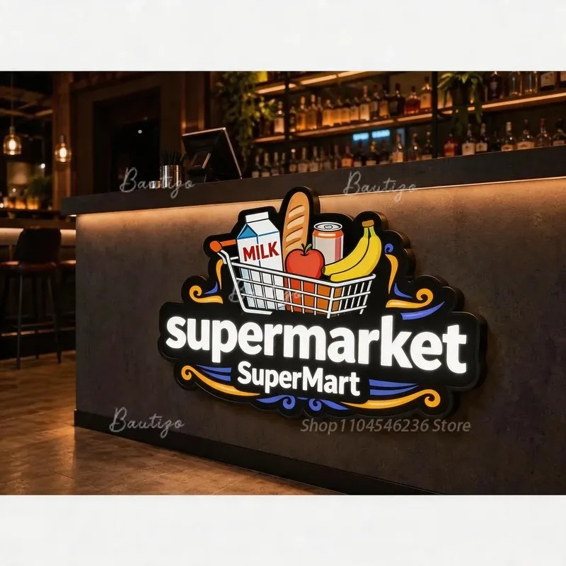 Custom Led Neon Sign Business Illuminated Logo for Supermarket Advertising Light Board Personalized Wall Decor Acrylic Signs