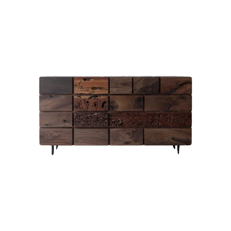 

Creative wabi-sabi wind multi-chest modern simple storage chest side cabinet multi-drawer black walnut