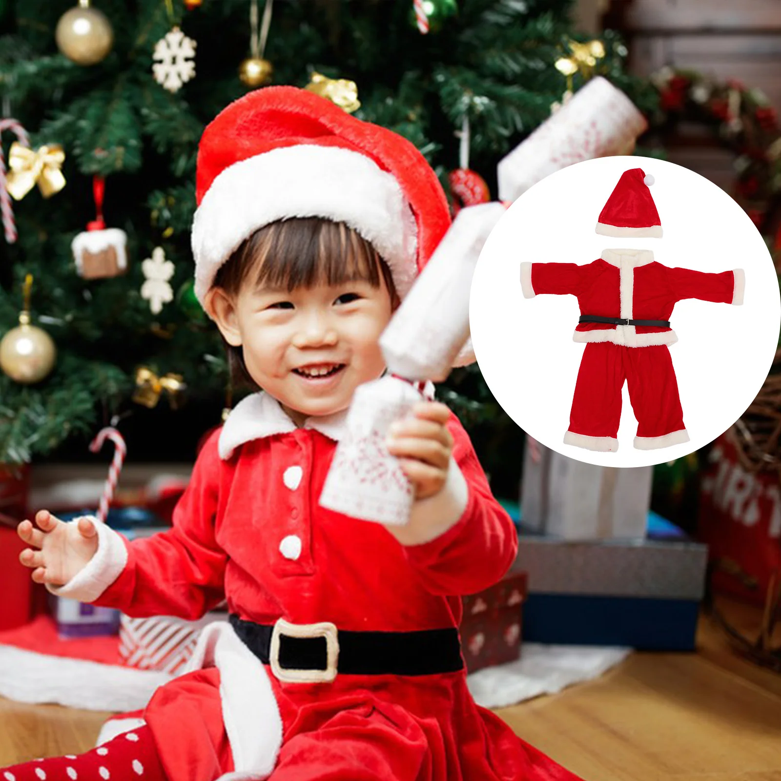 

Santa Outfits for Boy Christmas Suit Kids Dress European Style Hat Clothes Set Children Party Costume Photography Prop Gift