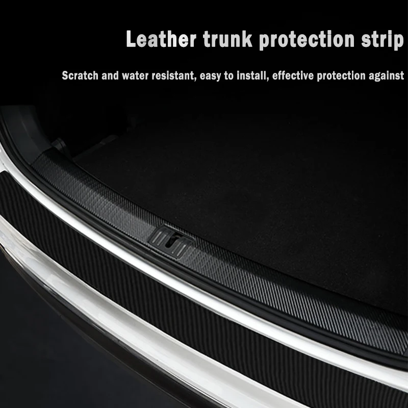 Universal Leather Door Sill Protection Strip Carbon Fiber Car Trunk Trunk Decoration Car Rear Bumper Protection Strip Auto Parts