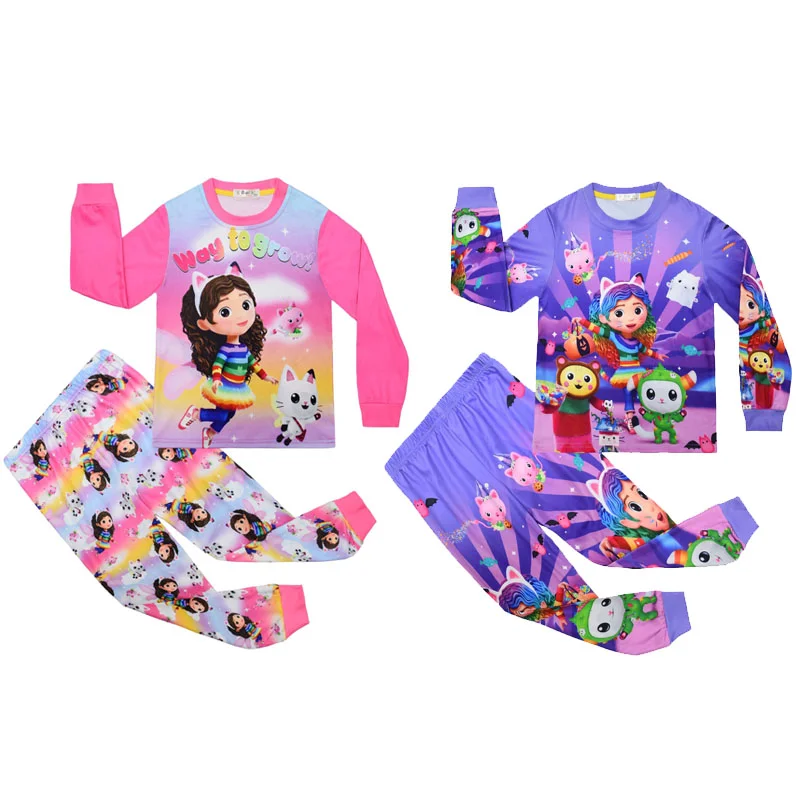 

Кукольный домик Габби, кавайные пижамы, одежда, топы, брюки, комплект из 2 предметов, одежда для сна с героями мультфильмов, детские пижамы, домашняя одежда для девочек и малышей, наряд