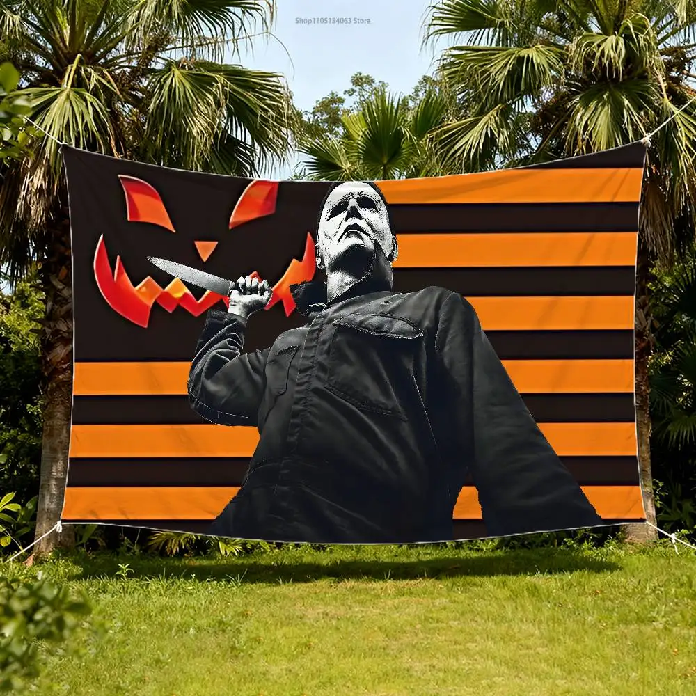 

M-Michael M-Myers Halloween American Flag Tapestry Banner For Bedroom Outdoor Living Room Restaurant Bar Wall Decor Party