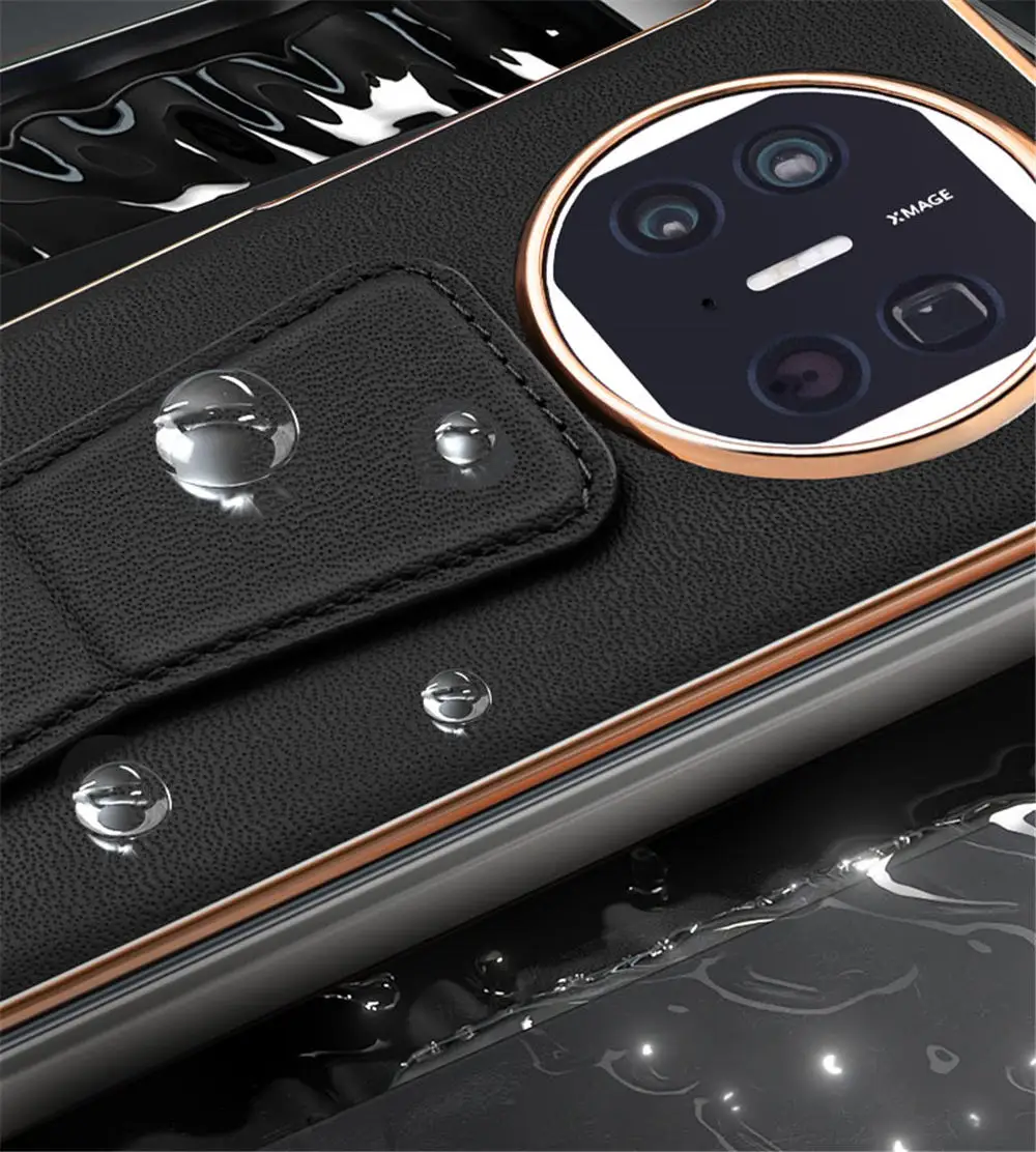 Custodia sottile in vera pelle di vacchetta per Huawei Mate X5 X3 custodia per cinturino in pellicola di vetro