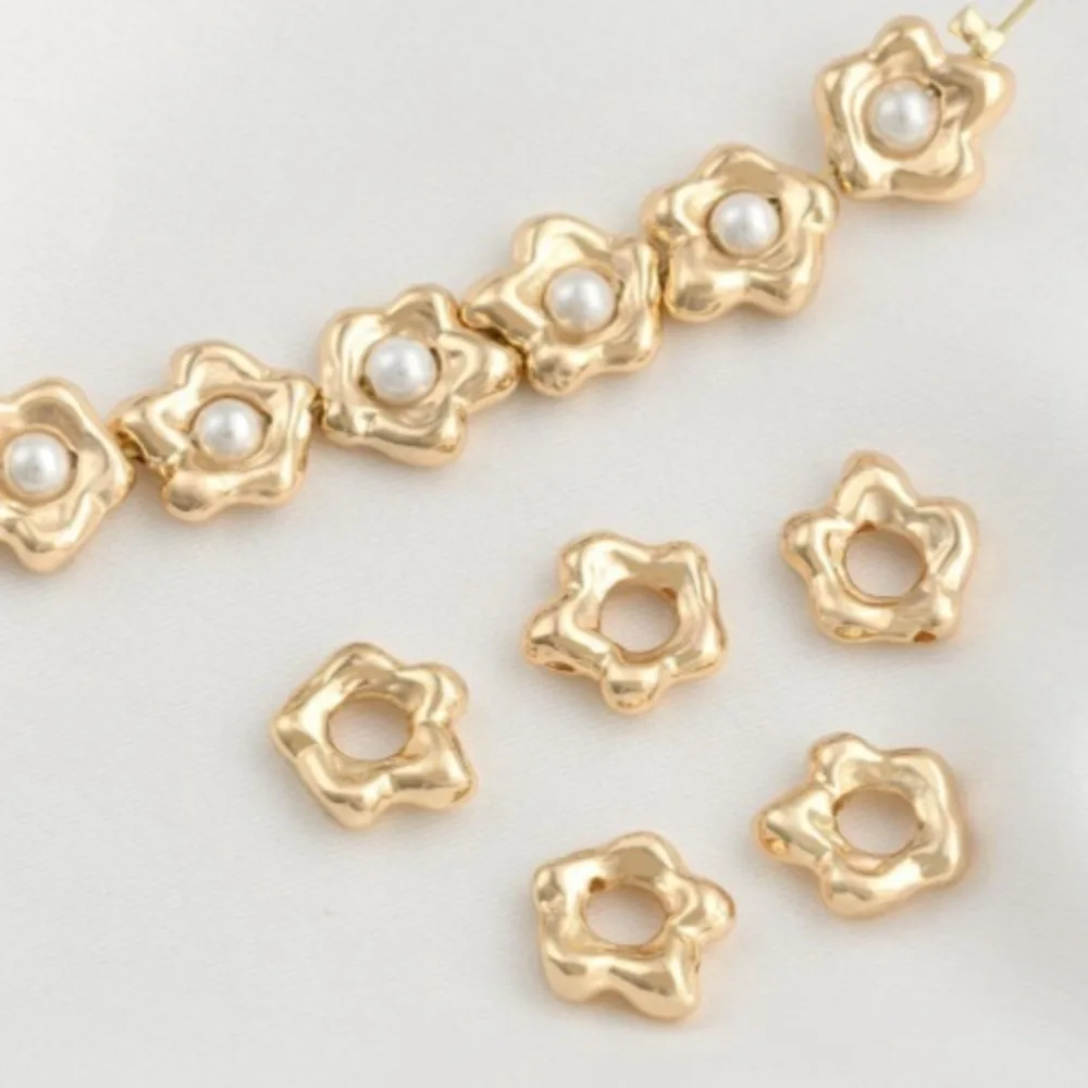 

Copper 14K Gold Color Special-shaped Flower Bead Ring Bead Spacer Handmade Beaded Accessories Bracelet Necklace Jewelry Material