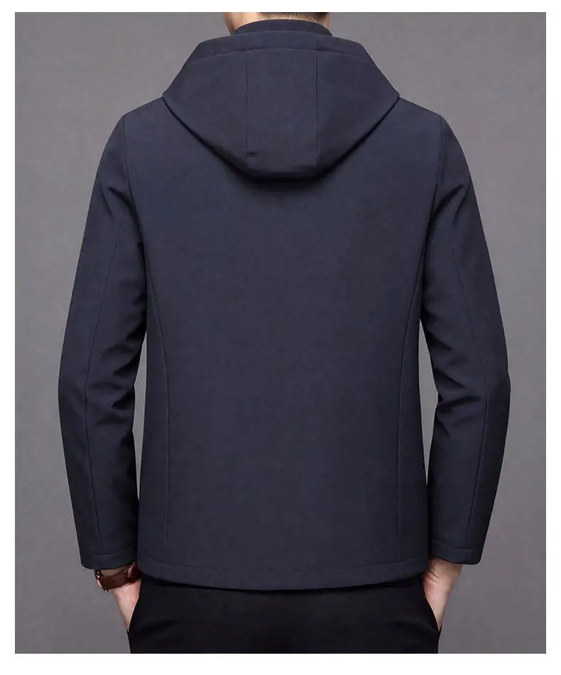 Hochwertige Herren-Freizeitjacken mit Kapuze 2026 Frühling Herbst Outdoor Reißverschluss-Windbreaker Tägliche Kleidung Lockere Einfarbige Mäntel – Detail 11
