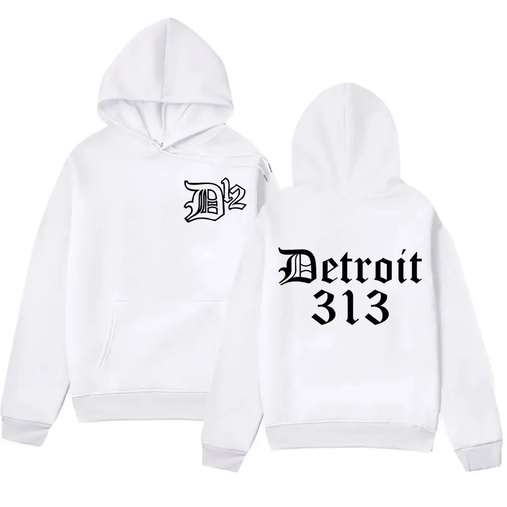 D12 Band Rapper Eminem Hoodie Detroit Michigan 313 Print Hoodies Men Women Hip Hop Cotton Winter Sweatshirt Oversized Streetwear