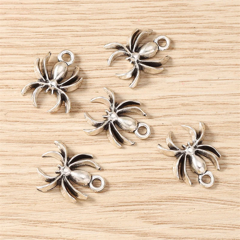 30 Stück 13x17mm Niedliche Spinnen-Anhänger aus Legierung für Schmuckherstellung, Halsketten, Ohrringe, Armbänder, DIY-Bastelzubehör – Detail 5