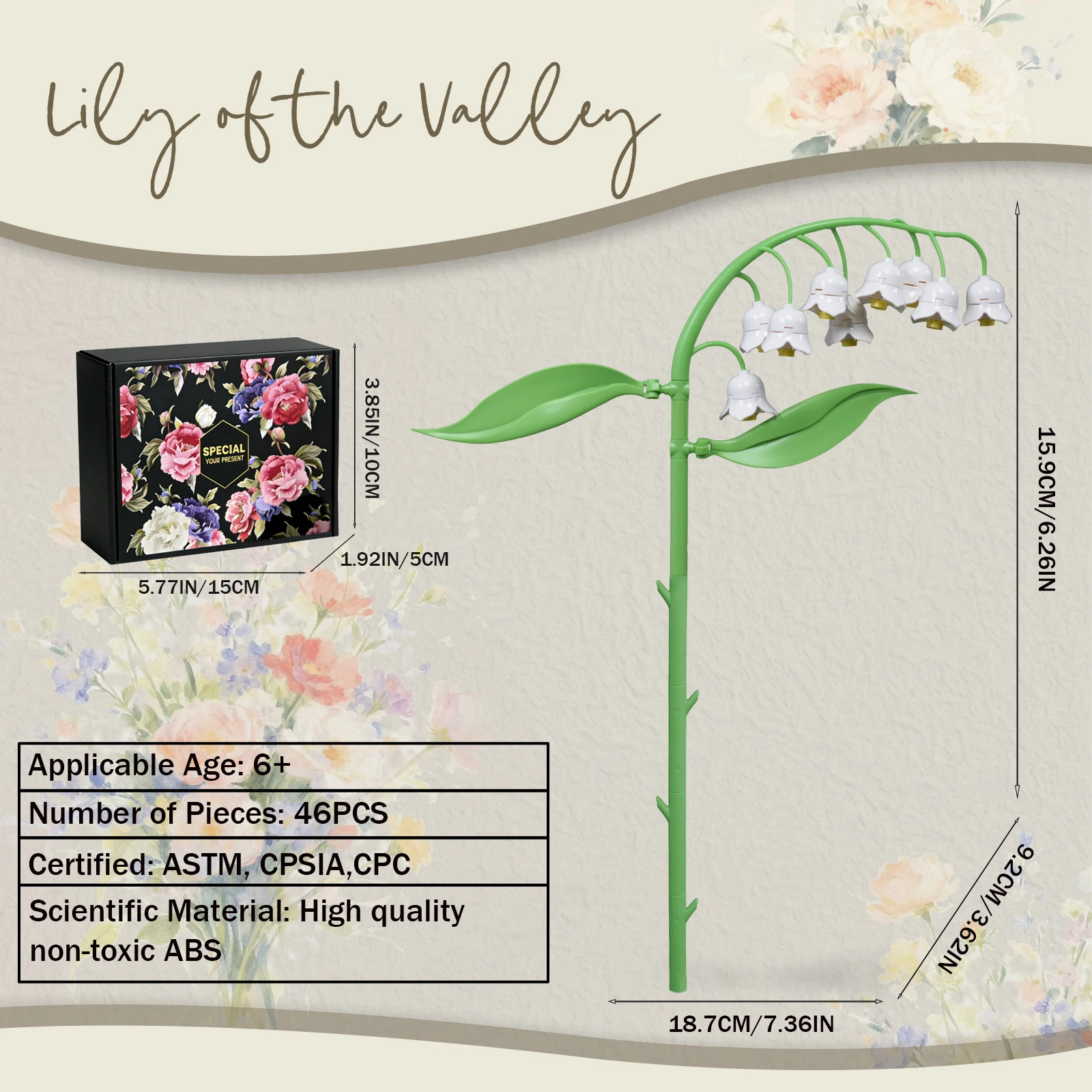 Lily of the Valley Blossoms Building Block Bouquet Flowers Featuring Gradient Petal Details Ideal for Tabletop Display Home Deco