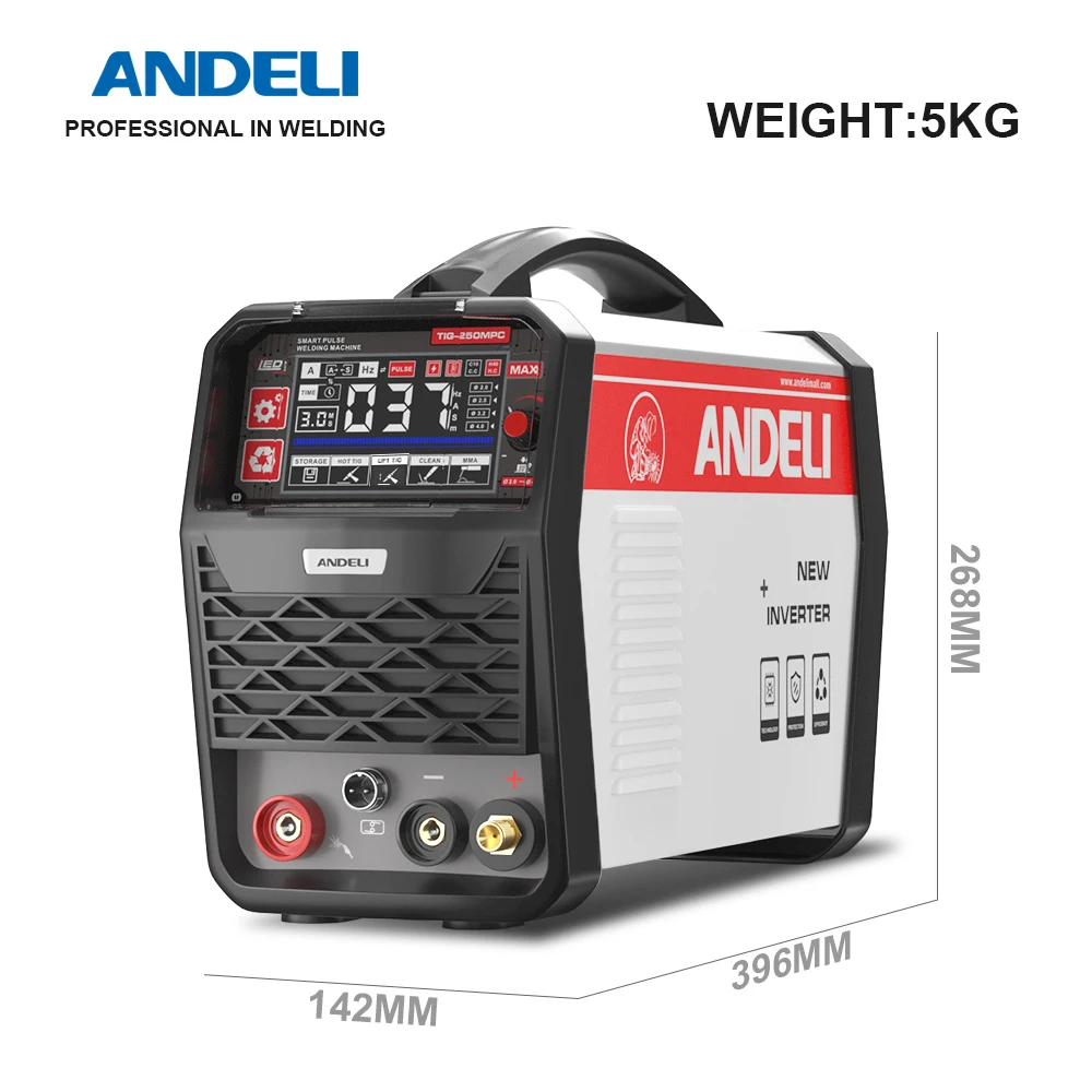 ANDELI Saldatrice TIG HF 4 in 1 Saldatrice TIG Pulse Stick Pulito DC Inverter Saldatrici TIG Saldatura dei metalli per uso domestico 110/220V