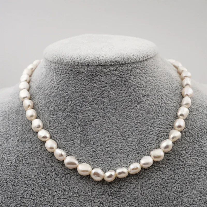5-8mm Small Baroque Pearl Beaded Strand Necklaces for Women Elegant Natural Freshwater Pearl Choker Necklaces Collar Jewelry