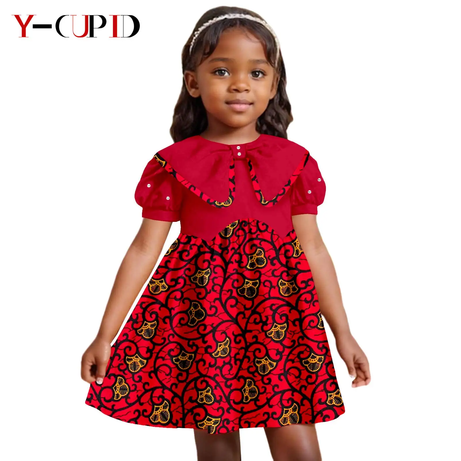 Vestidos estampados africanos para niña, ropa bordada de Ankara, a juego, Bazin Riche, trajes de algodón para niños, 2445017