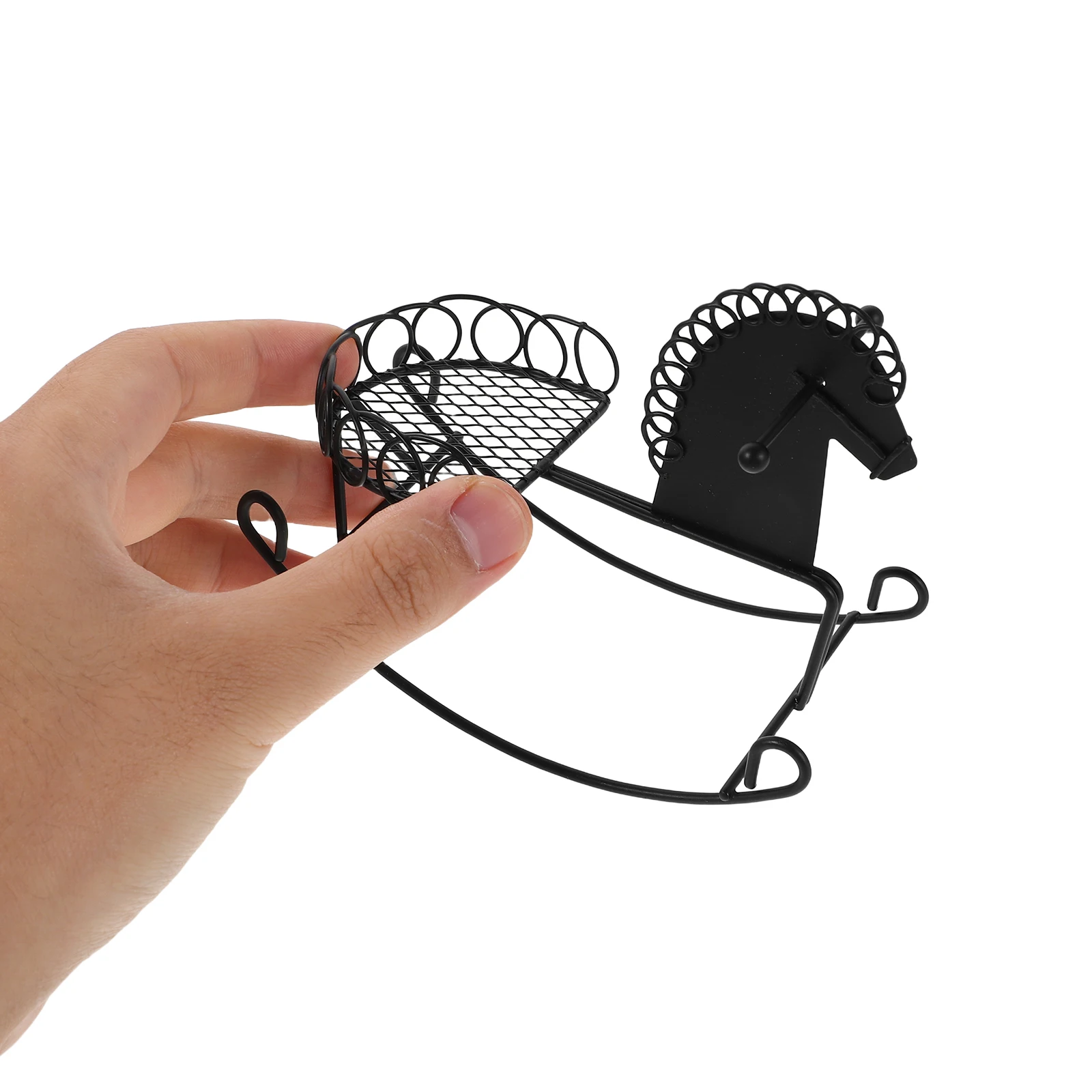 

2 Pcs Mini Metal Horse Figurines Dollhouse Rocking Chair Toys Kids Play Set Decorative Statues for Tiny Houses Miniature