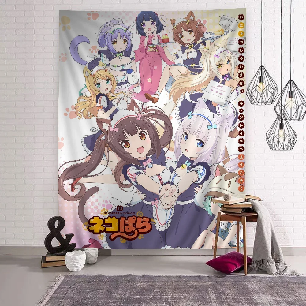 Cat Ear Maid Anime Tapestry Q Version Of The Cute Wall Decoration Bedroom Game Room Study Secondary Modern Style