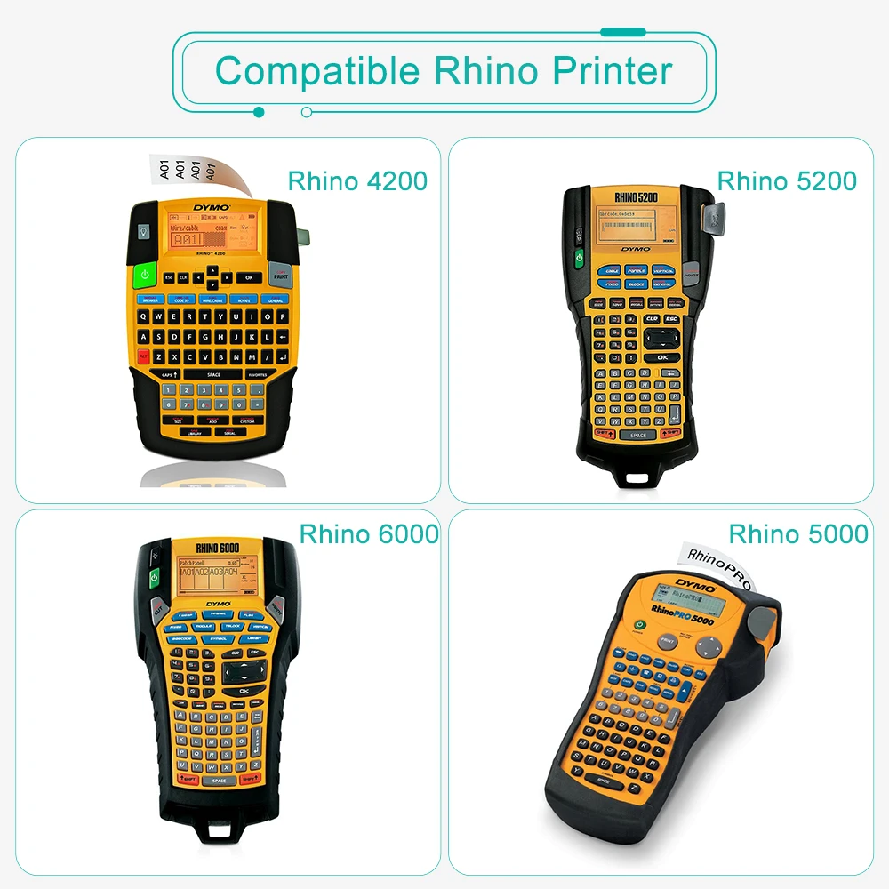 Nastro industriale in vinile rinoceronte compatibile 18431 18443 18432 18444 1805435 18433 18445 1805431 1805430 per DYMO Rhino 4200 5200 6000