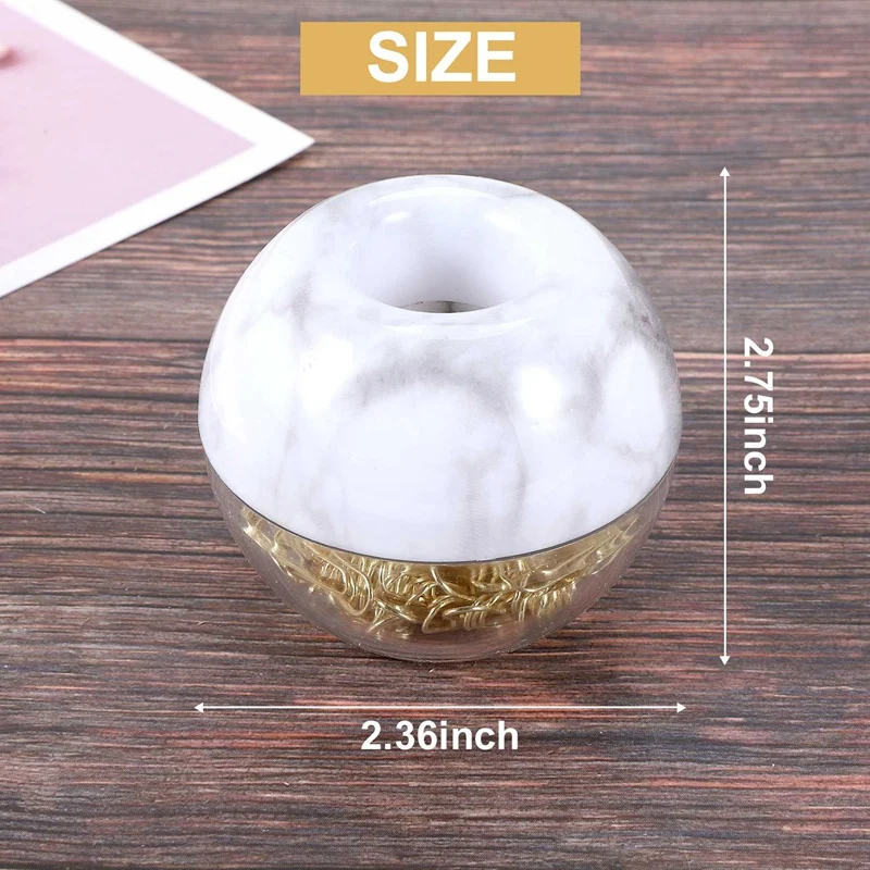 دبابيس ورق الذهب في أنيقة المغناطيسي الرخام الأبيض حامل قصاصة ، 28 مللي متر ، 100 مقاطع لكل صندوق