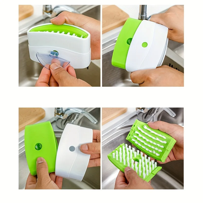 1pc, Knife Cutlery Cleaner Brush With Strong Suction Cup, Fork Spoon Cleaning Brush, Vegetable Fruit Kitchen Washing Tool