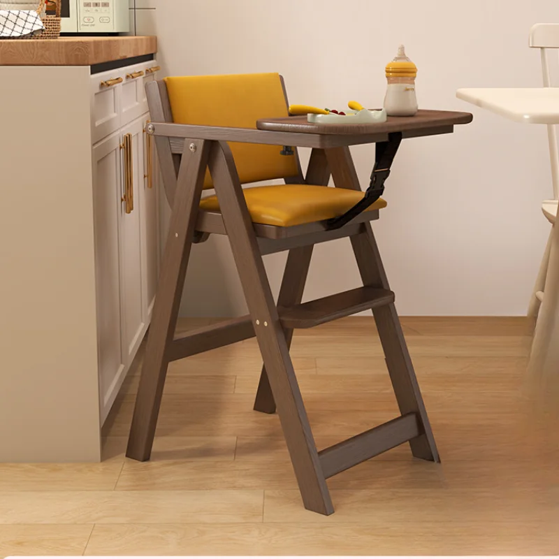 

Solid wood baby dining chair Hotel children's dining table Eating growth seat Household simple folding baby dining chair