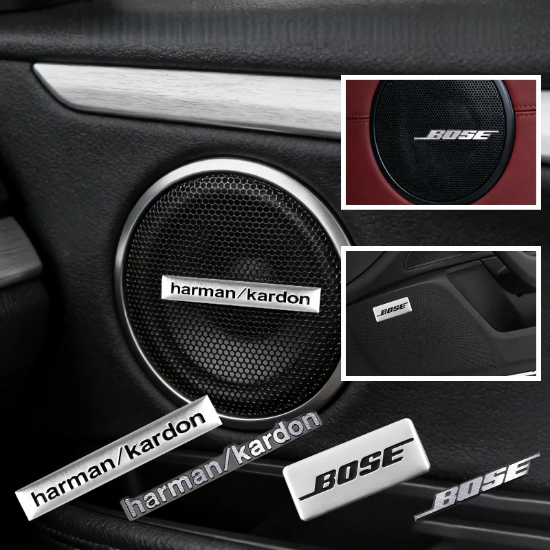 Aluminum harman/kardon Car Audio 3D Stickers Car Accessories For Audi BMW VW Jeep Honda Mitsubishi Peugeot Renault Skoda Lexus