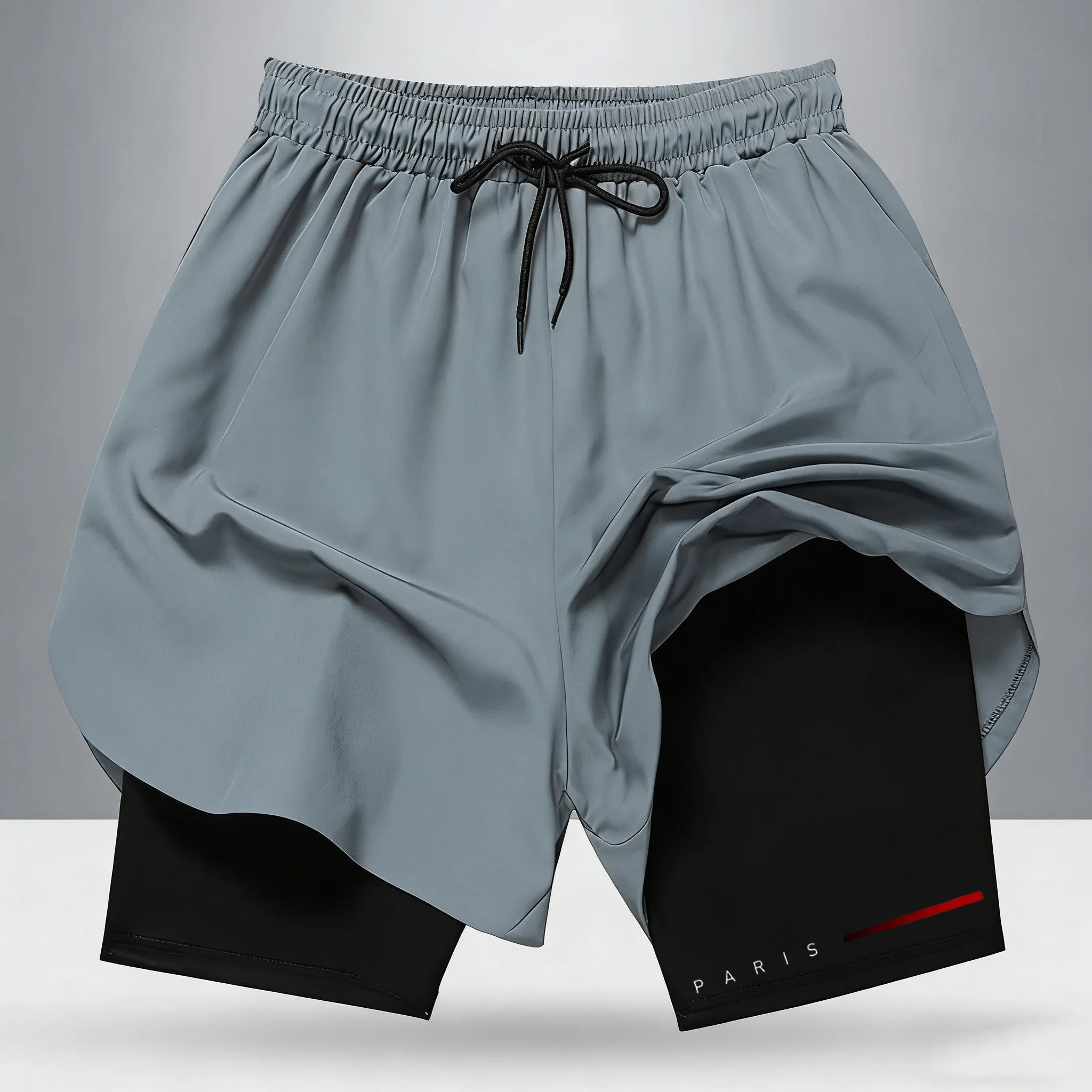 

Спортивные шорты Paris Red Stripe Minimalist 2 в 1 для тренировок и бега с компрессионными вкладышами, дышащие, для занятий в зале.