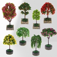 Dollhouse Miniature Flower Tree Fruit Tree With Plastic Base Micro Landscape Sand Table Train Scenery Moss Bonsai Model Accesso