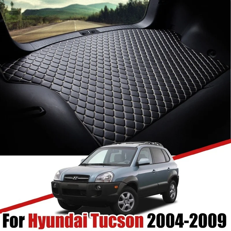 Leather Car Trunk Storage Pads For Hyundai Tucson JM 2004 2005 2006 2007 2008 2009 Auto Cargo Tray Waterproof Mat Accessories