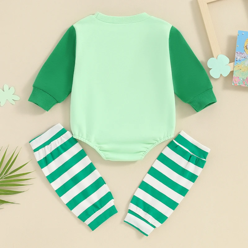 Toddler Boys St Patrick s Day Jumpsuit Short Sleeve Bow Tie Shamrock Print Jumpsuit with Socks