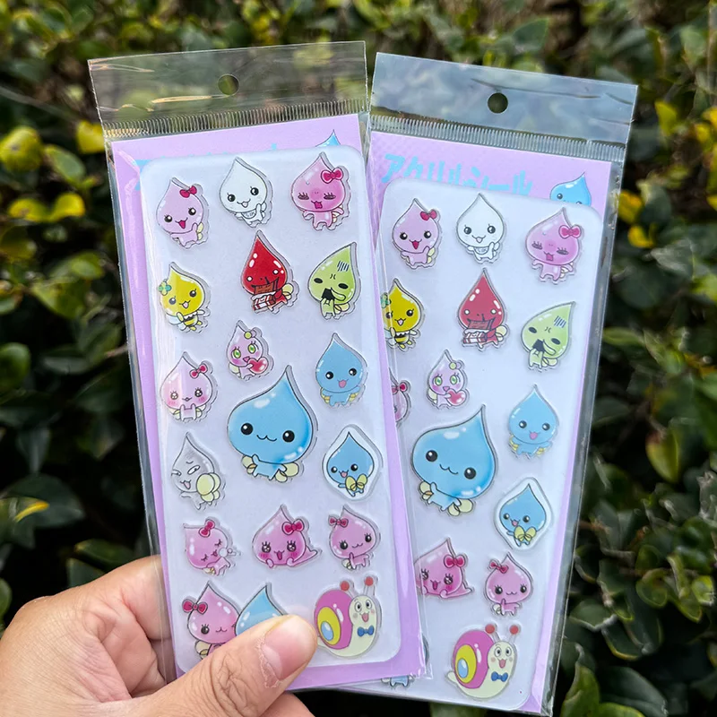 

Мультяшная 3D-наклейка в виде капли воды, креативная милая акриловая наклейка для декора чехлов для телефонов, блокнотов, наградная наклейка для девочек