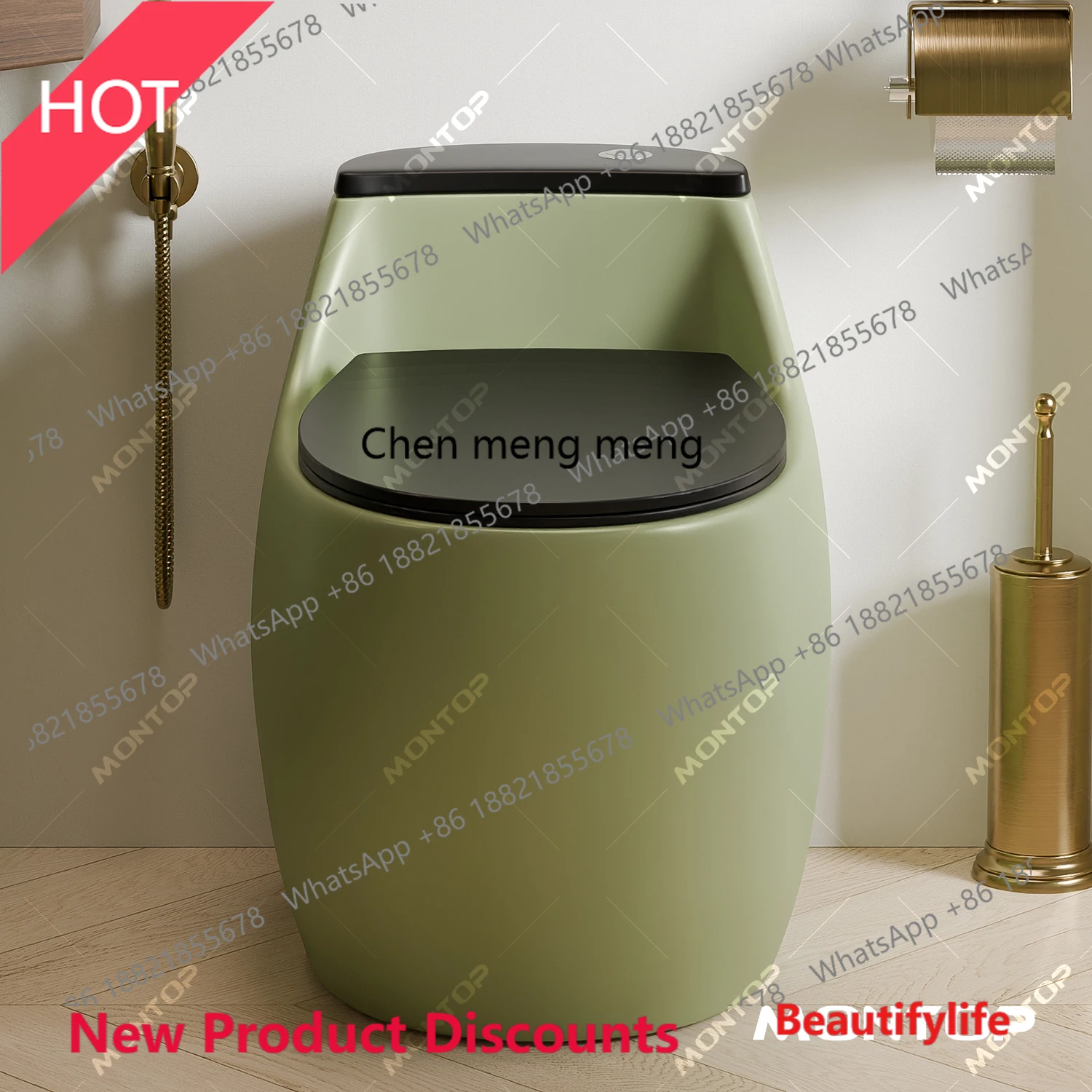 

P32 Retro green siphon ceramic toilet deodorant, anti-blocking and splash-proof household toilet toilet