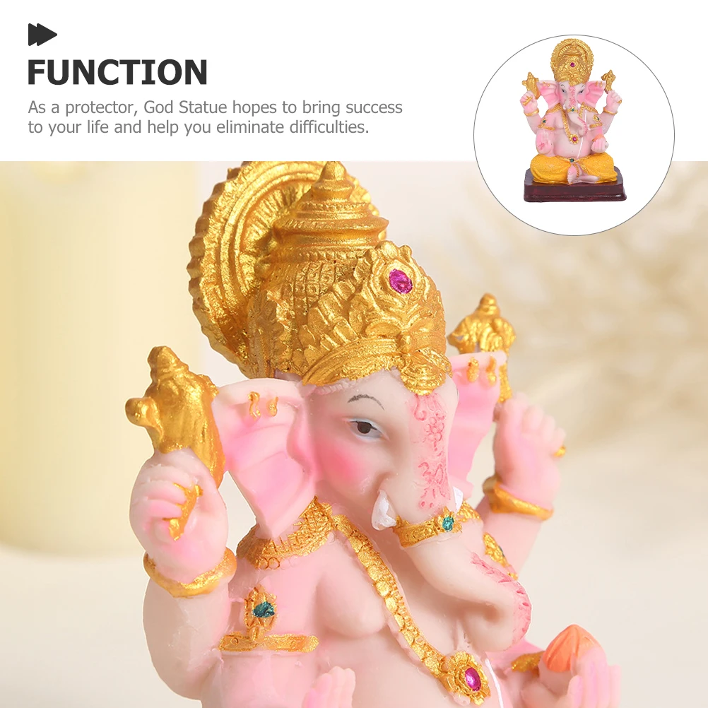 

1 Piece Resin Ganesha Statue Lifelike Elephant Head Decor Desktop Ornament for Table Bookshelf Temple Hindu Ganesha