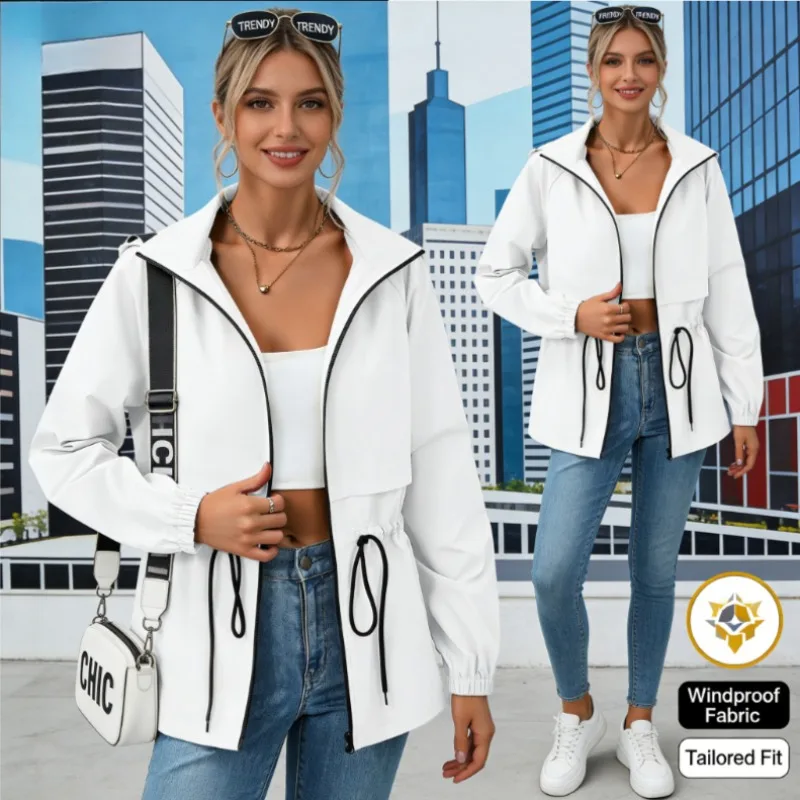 

Outdoor Sports Waterproof Jacket Hiking Hooded Casual Trekking Raincoat Mid Long Windbreaker Coat