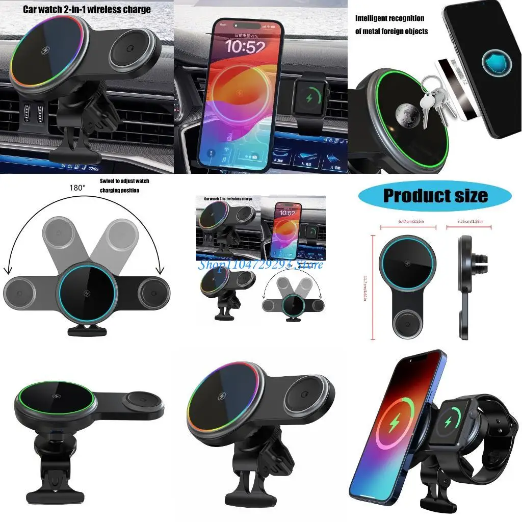 

Автомобильное зарядное устройство Y2GD, беспроводное автомобильное зарядное устройство 15 Вт для мобильного телефона, отверстие,