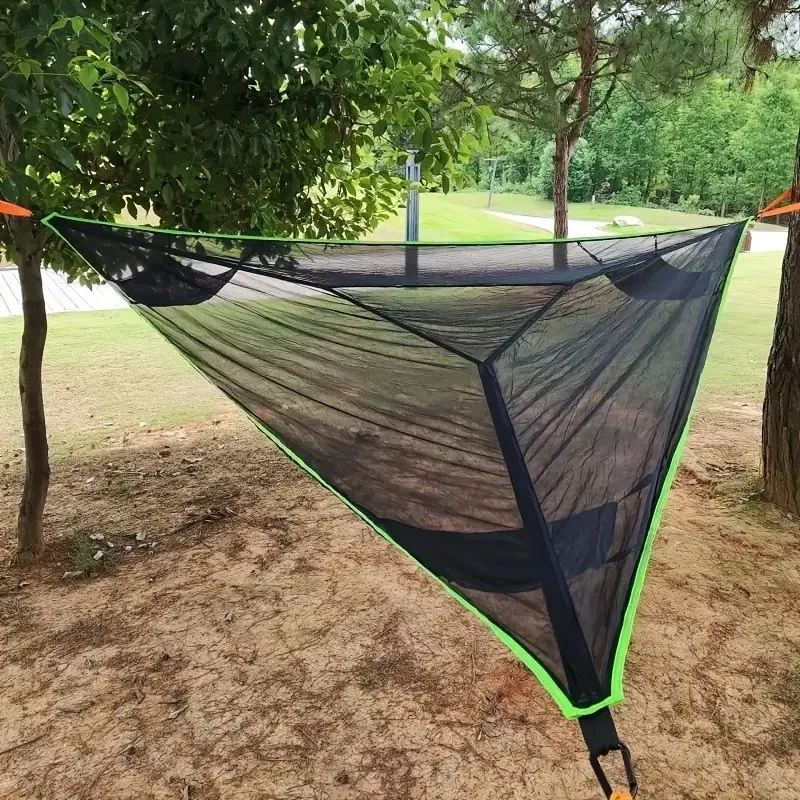 

YJQ triangle sky camping outdoor hammock multi-person bold net bed large sky tree tent thickened