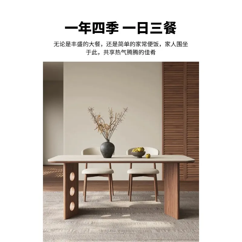 Cz-1  Medieval Rectangular Household Small Apartment Solid Wood Rock Board Dining Table And Chairs