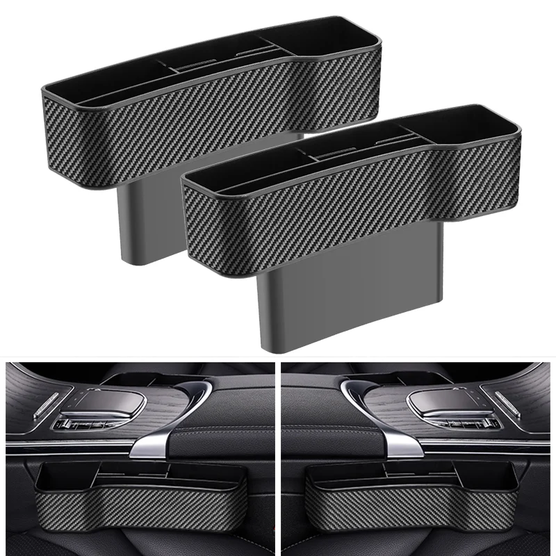 

Car carbon fiber Leather Seat Gap Storage Box Organizer With Logo For Porsche Cayenne 911 986 981 987 996 Macan Panamera Boxster