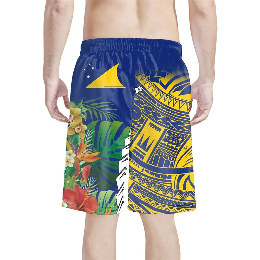 Summer Daily Casual Men Beach Shorts 2023 Boardshort Swim Pants Polynesian Tribal Samoan Tokelau Islands Print Beachwear Sports