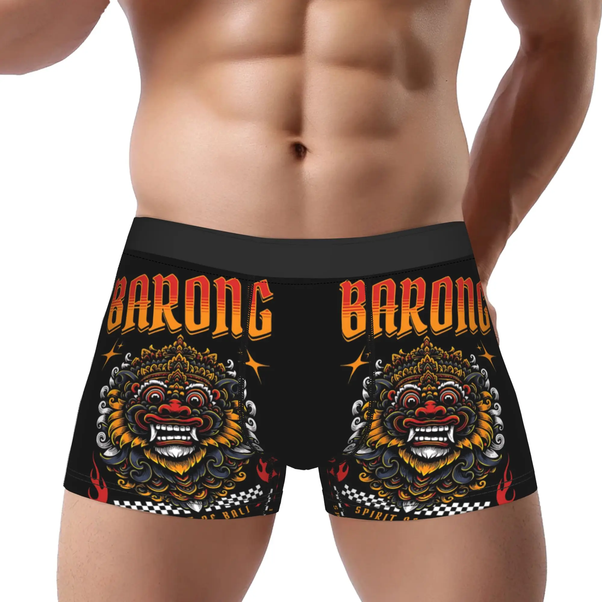 1piece B-Barong Lettering Flame Underpants Homme Panties Man Underwear Comfortable Shorts