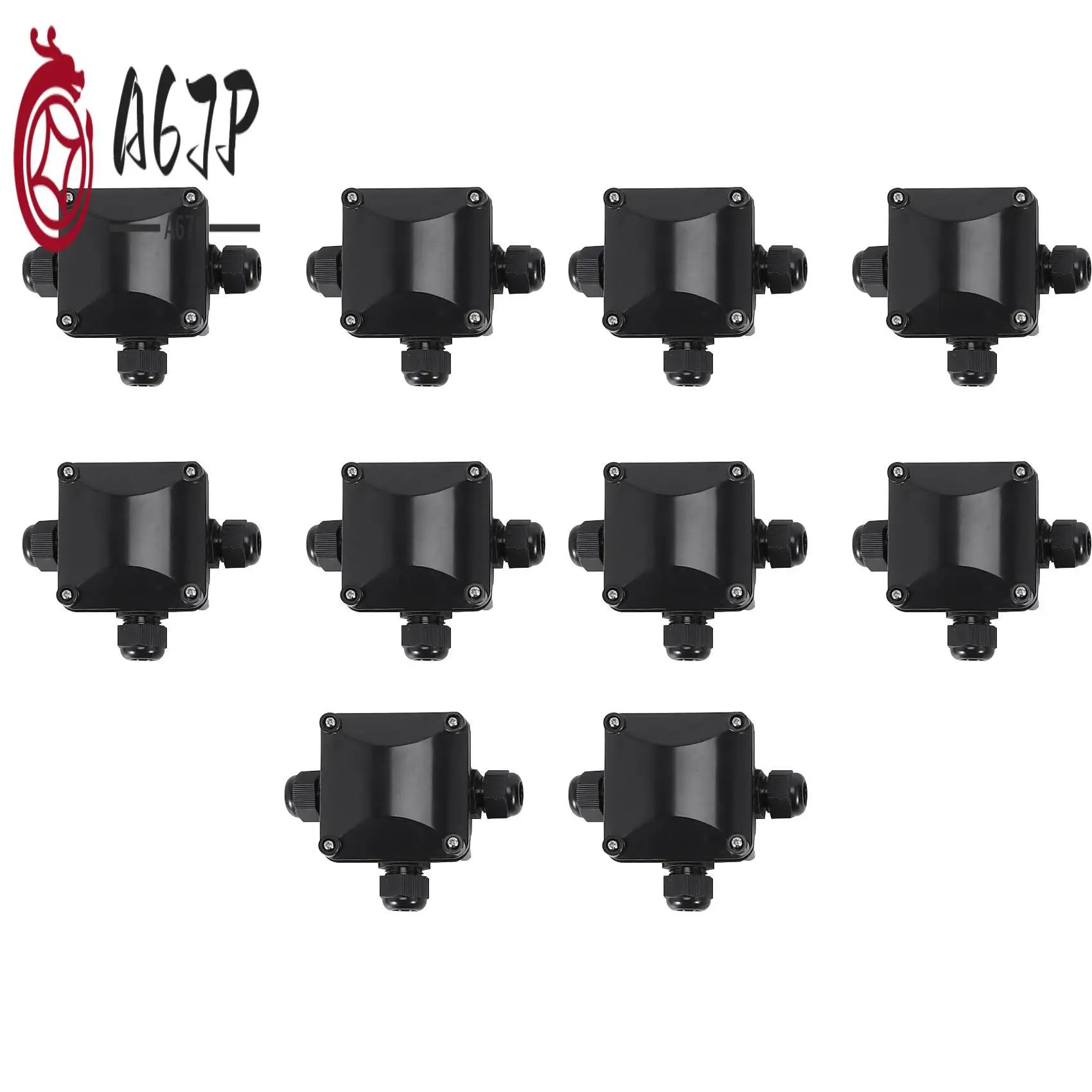 

A67P-3-Way Junction Box, IP 68 Waterproof Connectors For Outdoor Lighting External Junction Box Pack Of 10 Black