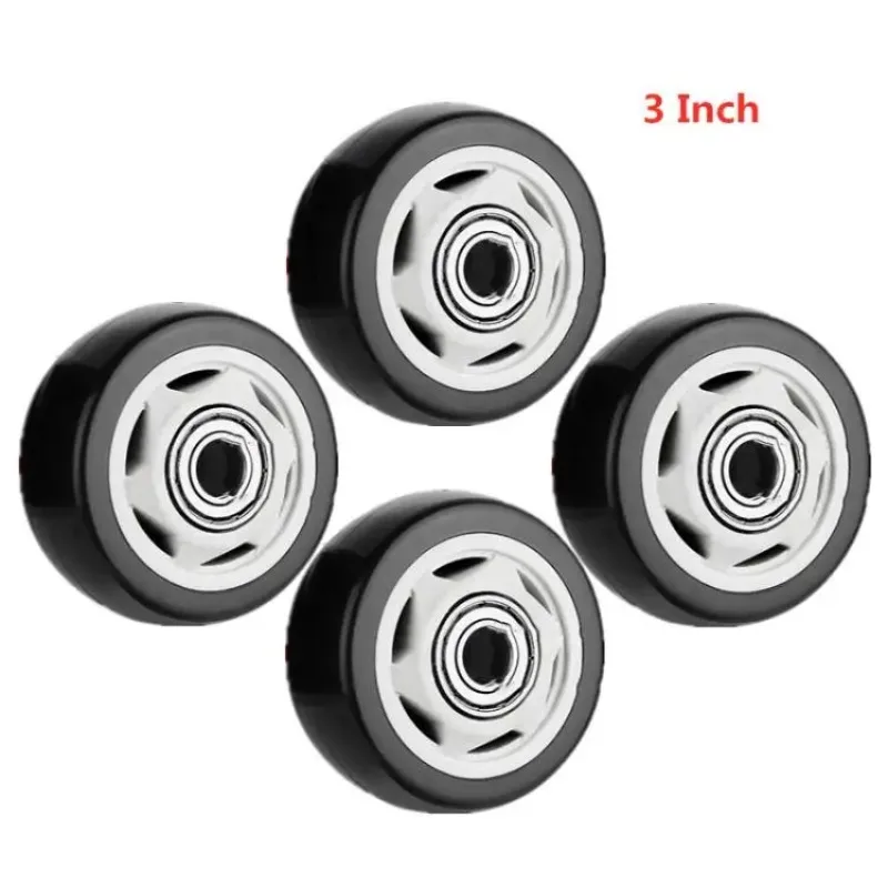 4 Pcs/Set 3 Inch Black  Single Caster PVC Gold Diamond Wheel Wear-Resistant Silent Universal Accessories Pulley 180KG