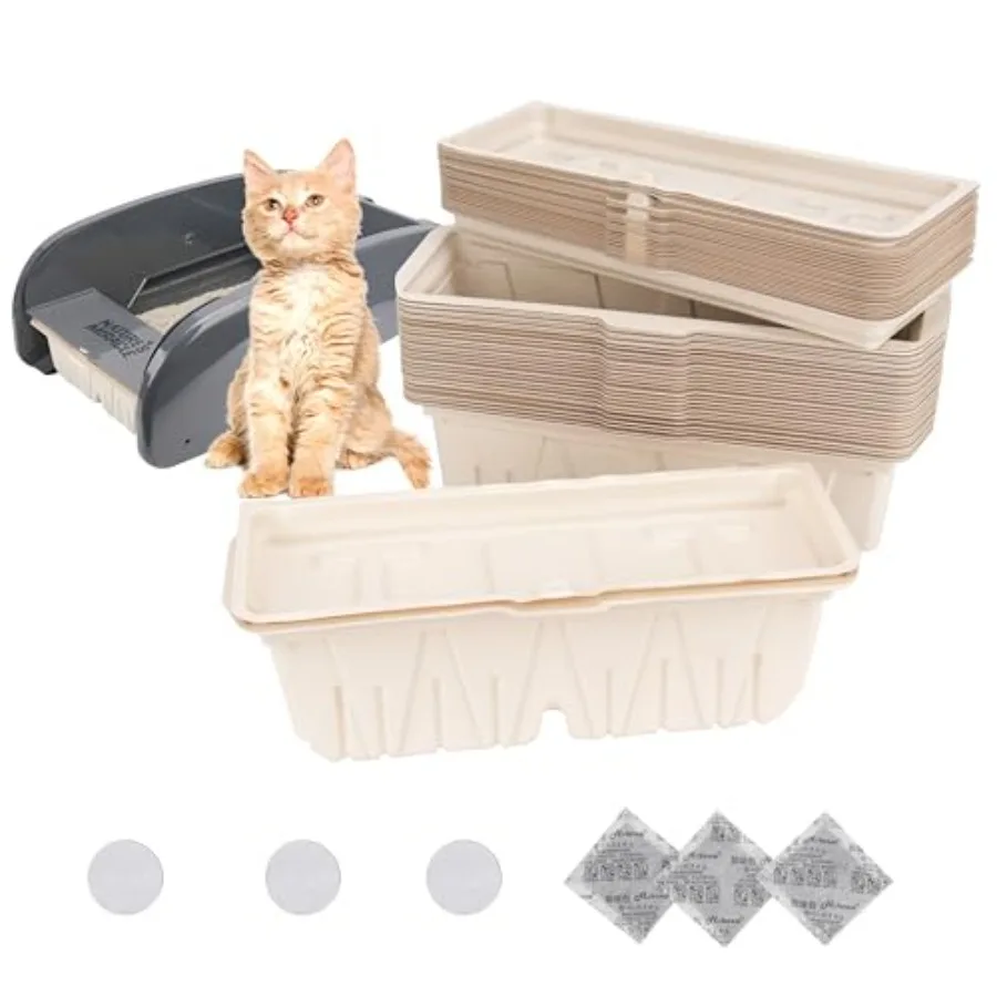 

30 Packs Disposable Waste Receptacles Compatible with Nature's Miracle Litter Box 2nd and Littermaid Litter Box 3rd Kitten Litt