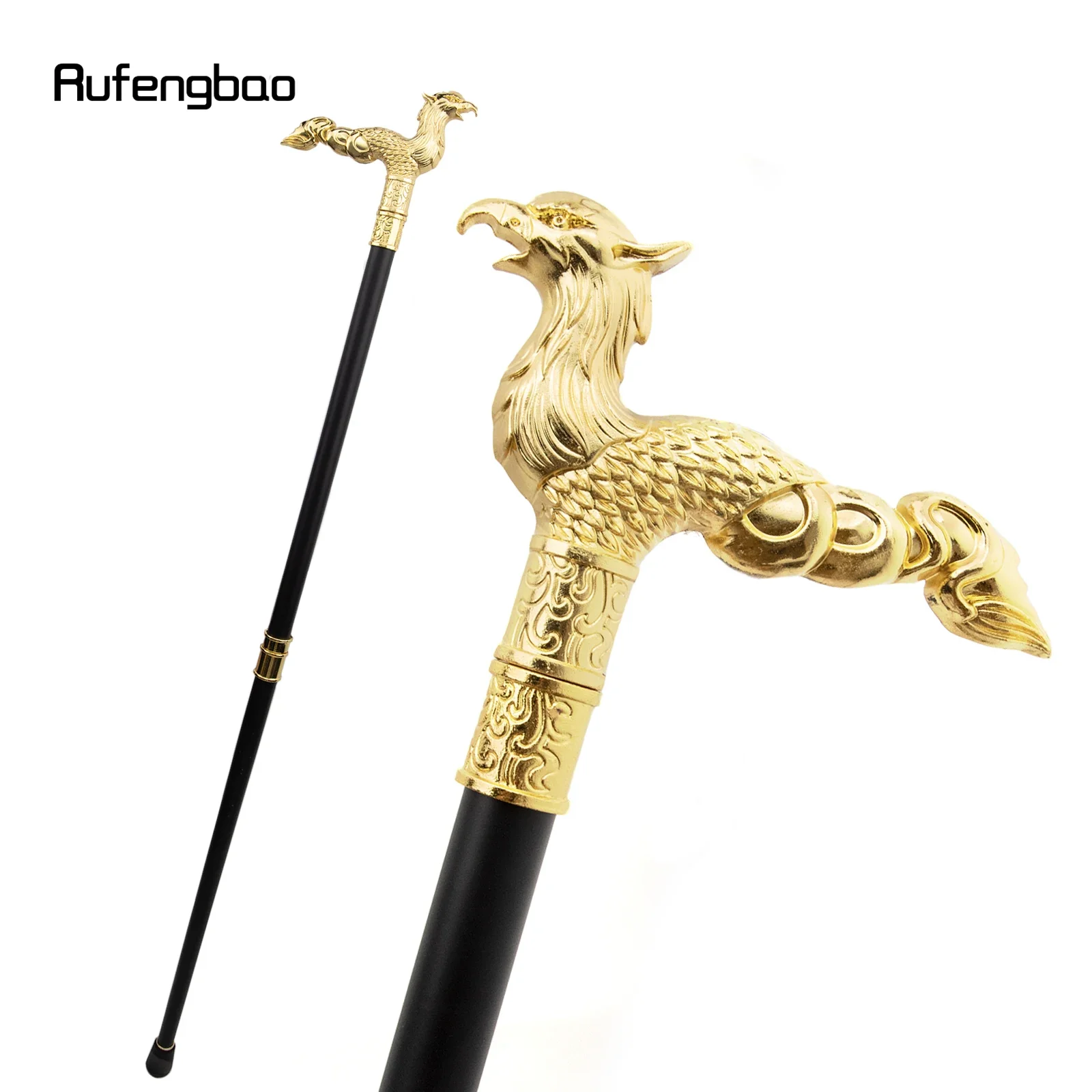 Golden Phoenix Long Tail Walking Cane Fashion Walking Stick Gentleman Luxury Crosier Knob Walking Stick 93cm