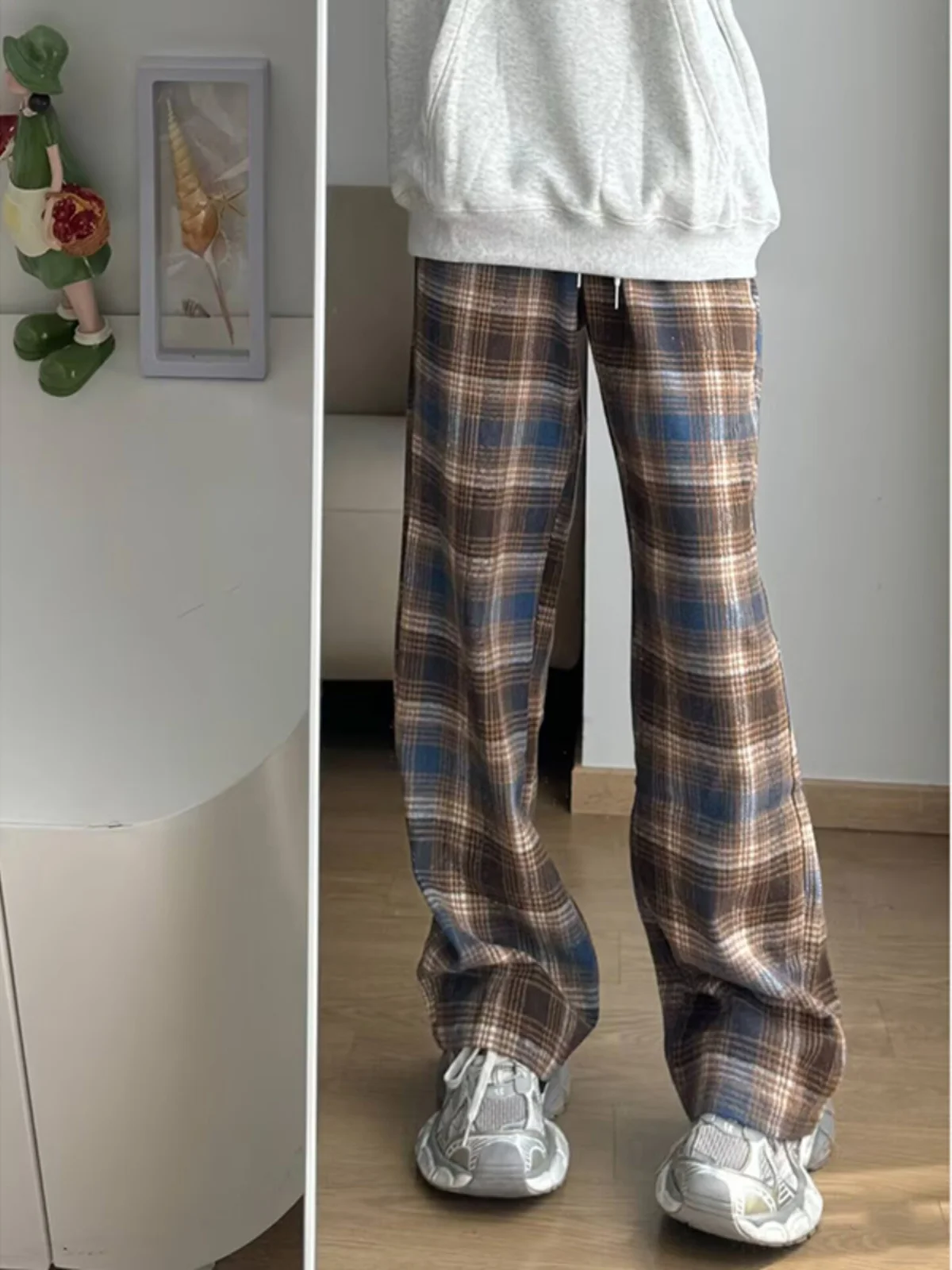 Men's Autumn Winter Thickened Woolen Trousers Straight Leg Casual Pants American Trendy Brand Drapey Sweatpants High-End Feel