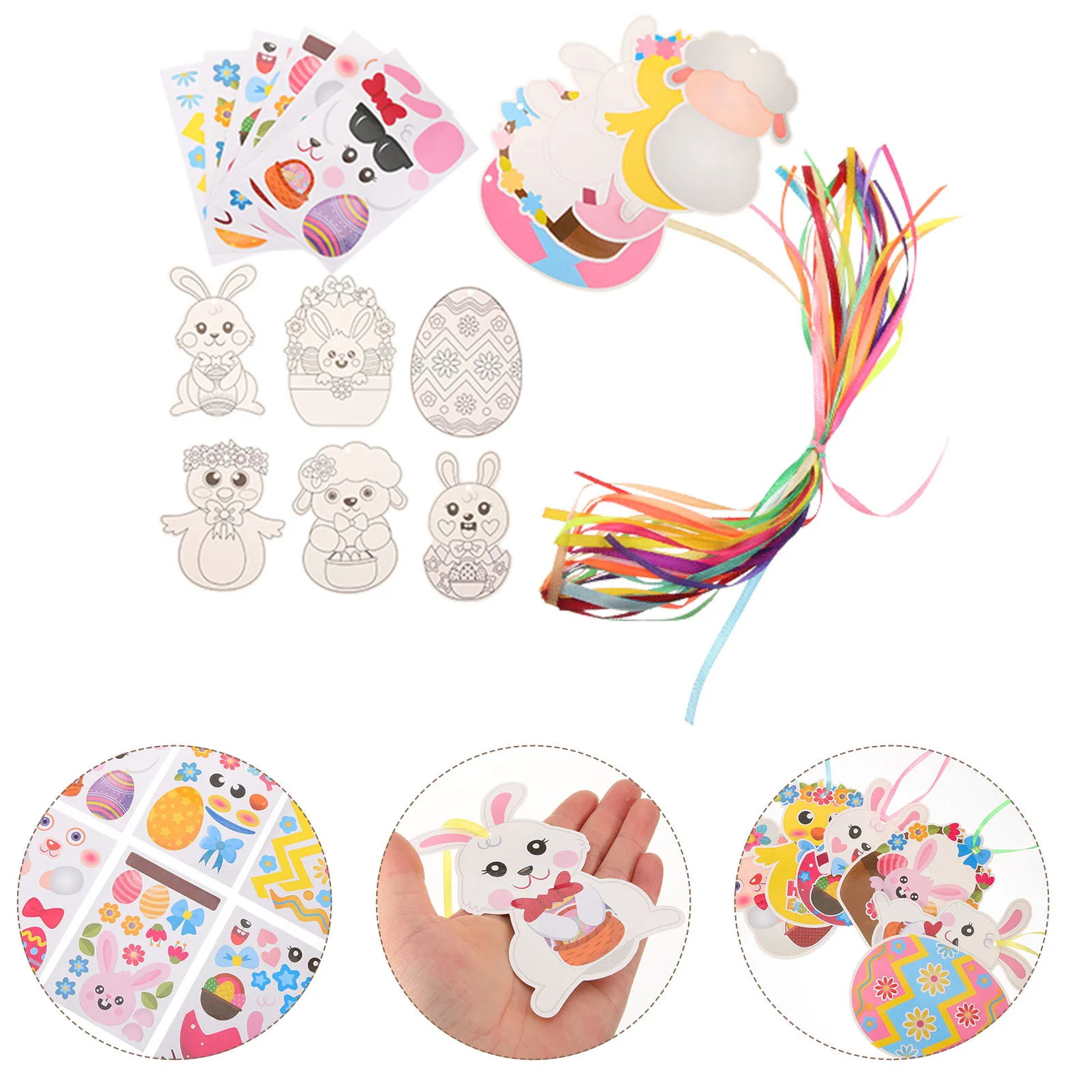 

1Set DIY Easter Sticker Kit Cartoon Cards Crafts for Safe Reliable Festive Atmosphere Home School Use Favor