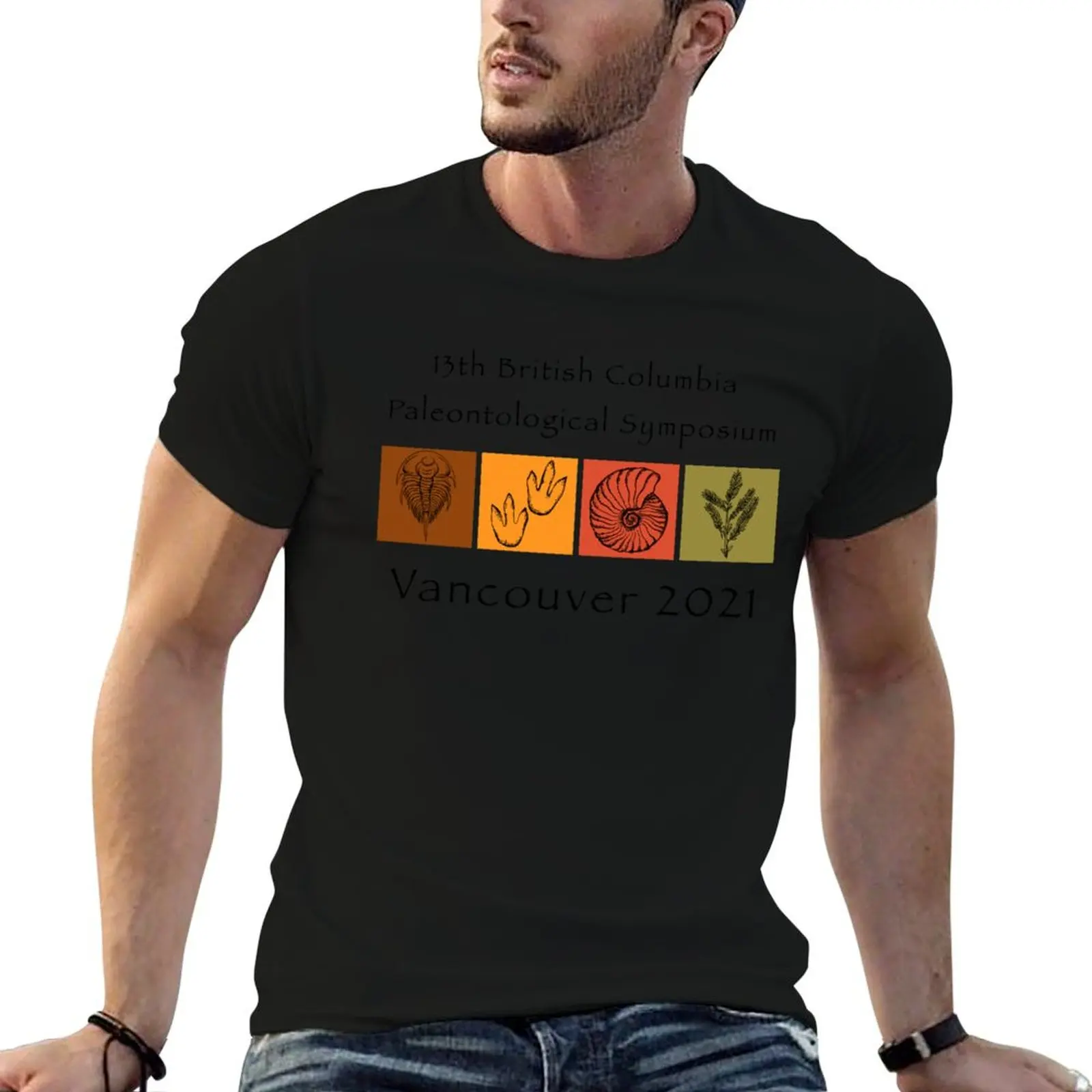 BC Paleontological Symposium 2021: Black Text T-Shirt customizeds boys whites oversized t shirt men