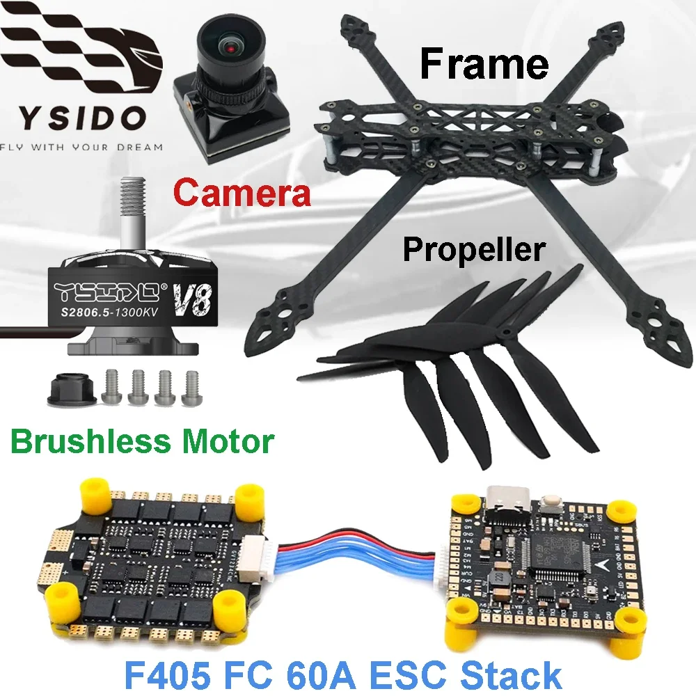 RoRuSMark4 7in 295mm Frame F405 FC 60A ESC Stack 2806.5 1300KV Motor 7040 Propeller 2.5W VTX For RC FPV 7