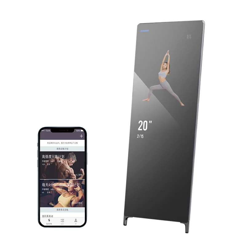 Floor Stand Gym Smart Exercise Magic Mirror Lcd Touch Screen Digital Signage Interactive Fitness Room Mirror