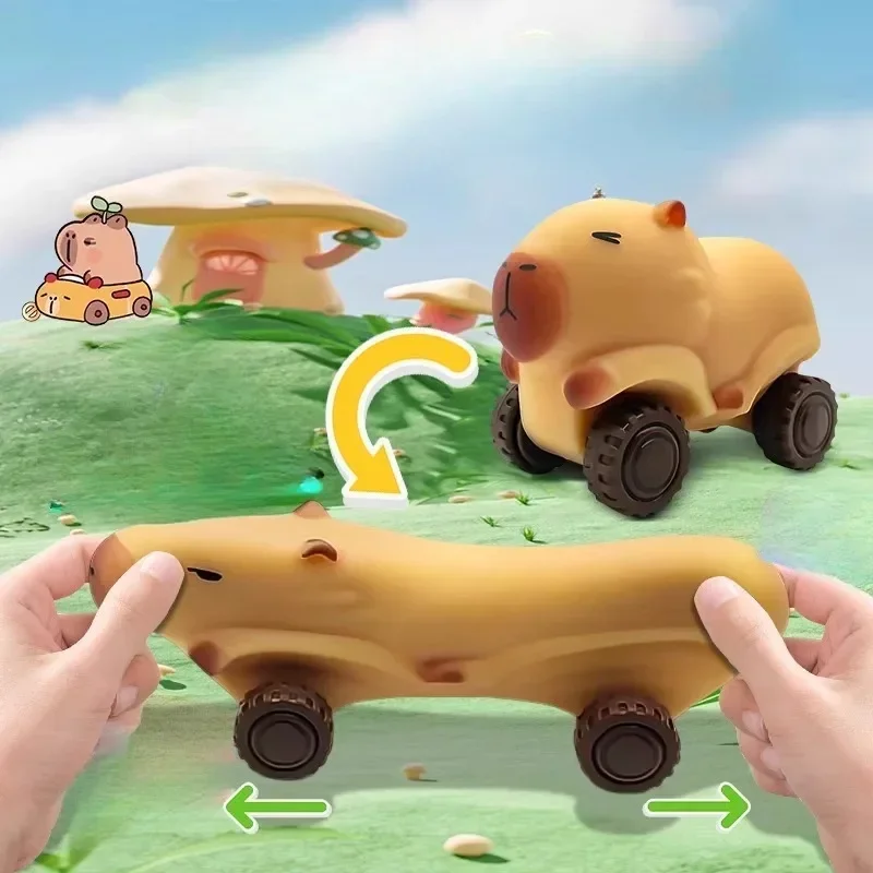 Stretch and Stretch The Deformable Capybara Pull The Cart, Squeeze The Toy и создайте мягкую игрушку для снятия стресса с мультяшной капибарой