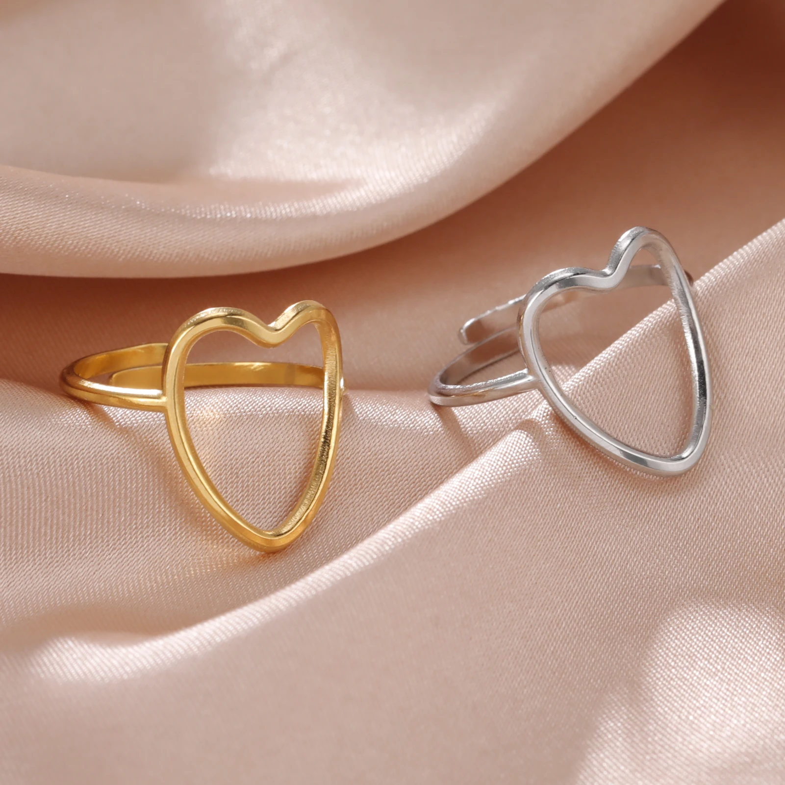 Skyrim Edelstahl Frauen Ringe Geometrische Herz Ästhetische Einstellbare Offene Finger Ring Fashion Party Schmuck Geschenke Großhandel – Detail 23