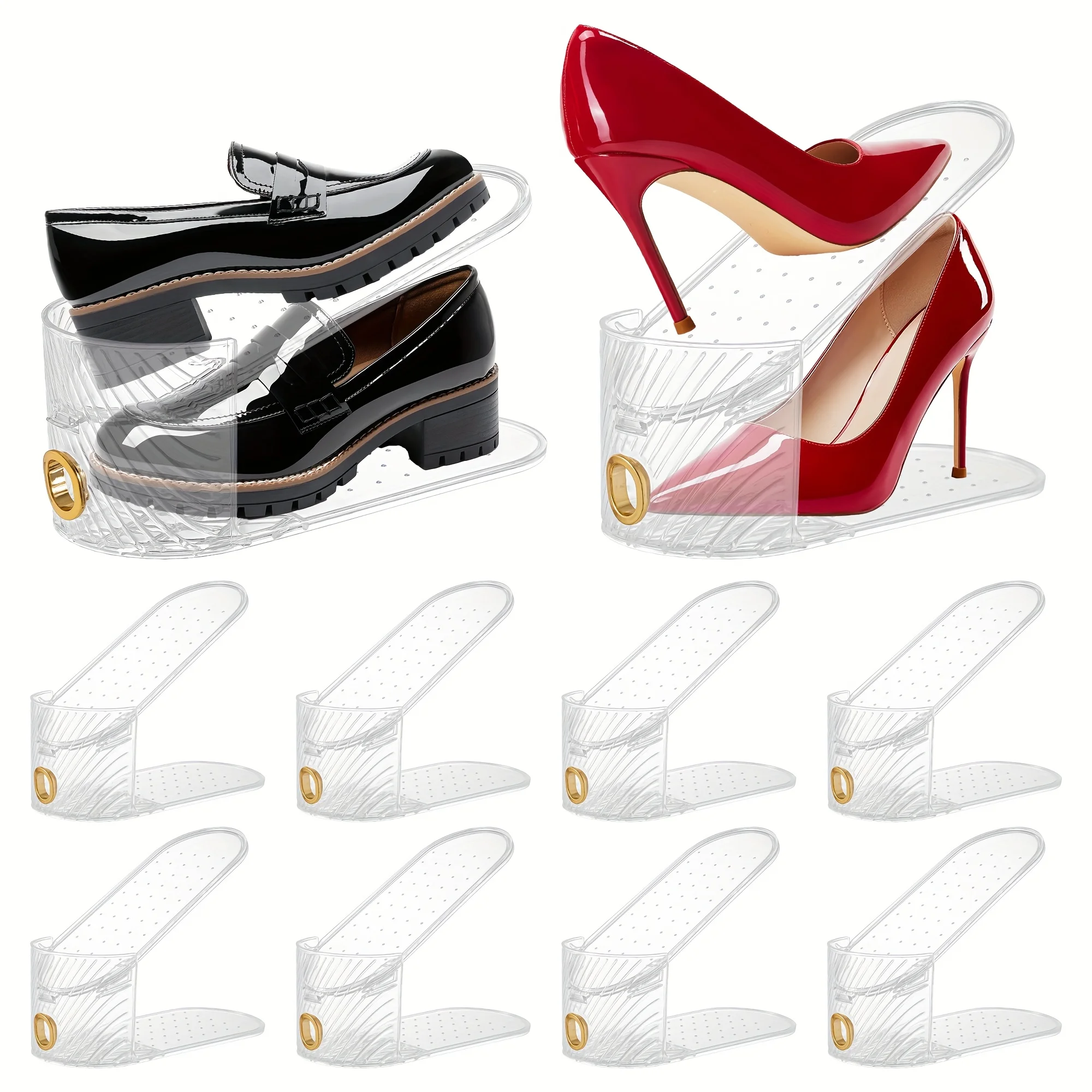 Double-Layer Adjustable Shoe Rack Shoe Box Shoe Storage Holder Adjustable Shoe Cabinet Divider Shelf Anti-Slip Shoe Organizer